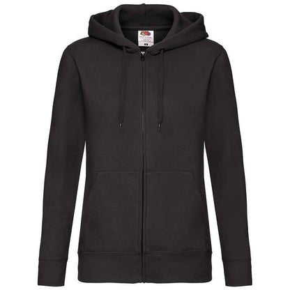 Black - Front - Fruit of the Loom Womens-Ladies Premium Hooded Lady Fit Hoodie
