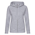 Heather Grey - Front - Fruit of the Loom Womens-Ladies Premium Hooded Lady Fit Hoodie