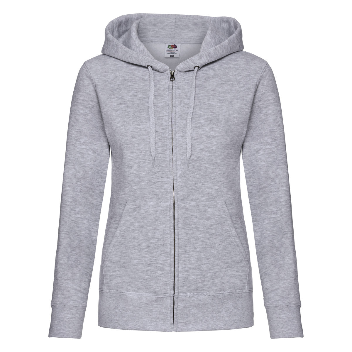 Heather Grey - Front - Fruit of the Loom Womens-Ladies Premium Hooded Lady Fit Hoodie