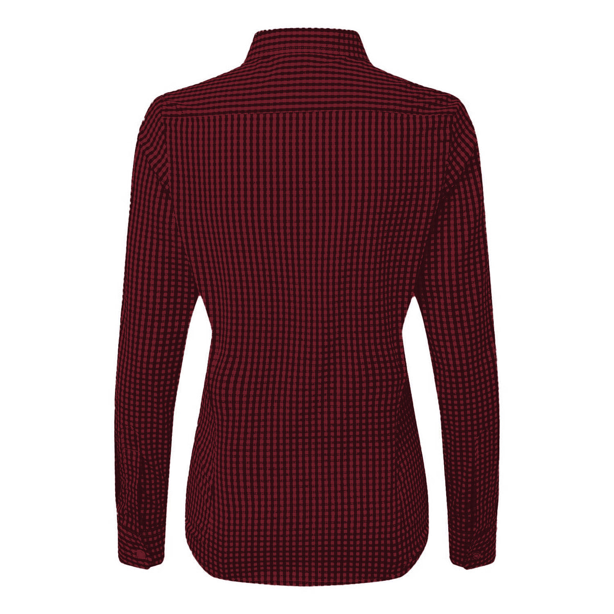 Black-Red - Back - Premier Womens-Ladies Maxton Gingham Long-Sleeved Shirt