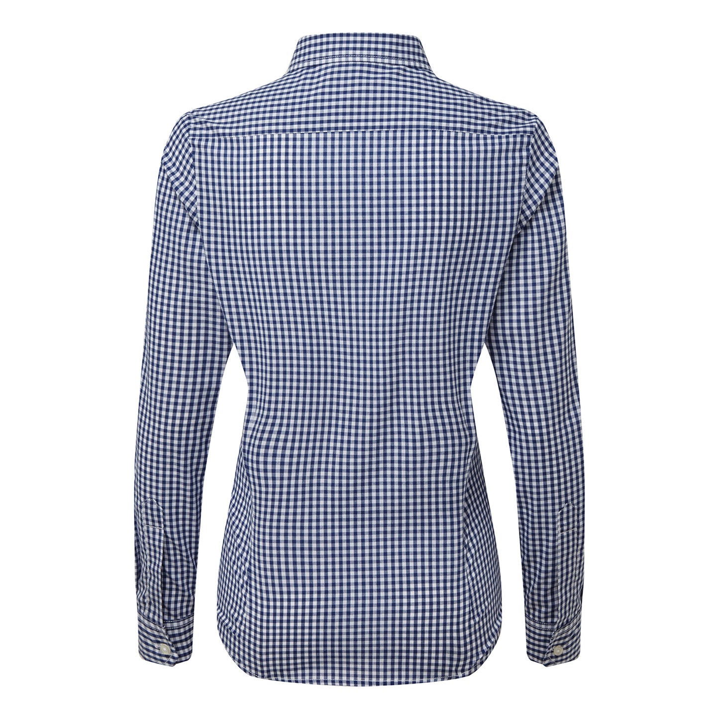 Navy-White - Back - Premier Womens-Ladies Maxton Gingham Long-Sleeved Shirt