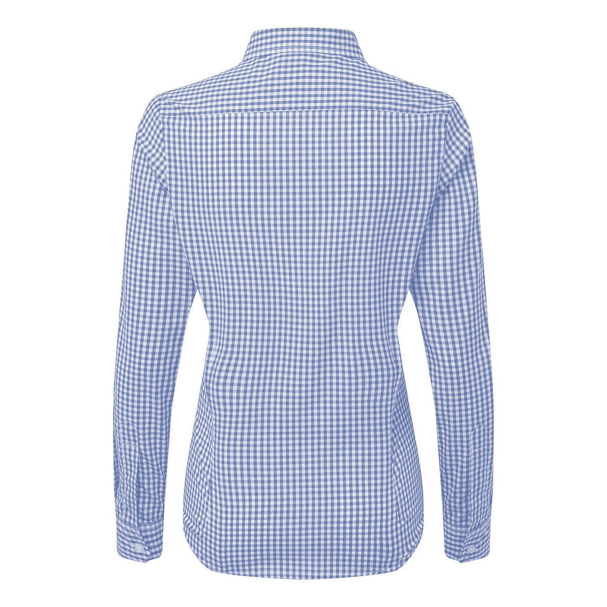 Light Blue-White - Back - Premier Womens-Ladies Maxton Gingham Long-Sleeved Shirt