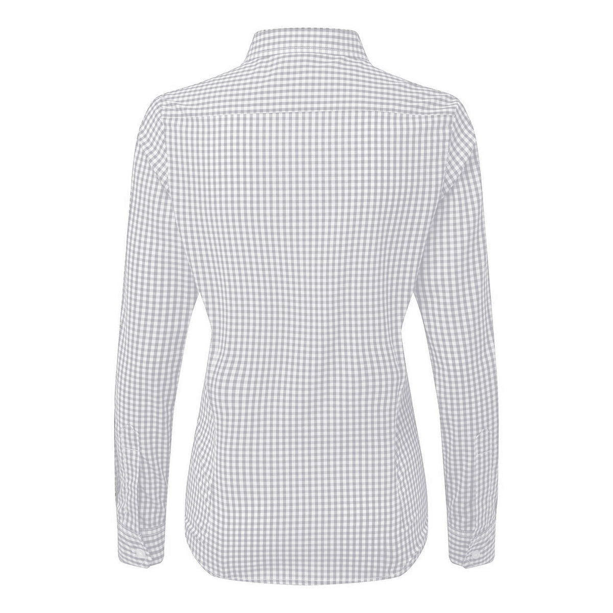 Silver-White - Back - Premier Womens-Ladies Maxton Gingham Long-Sleeved Shirt