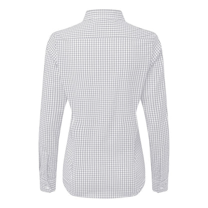 Silver-White - Back - Premier Womens-Ladies Maxton Gingham Long-Sleeved Shirt