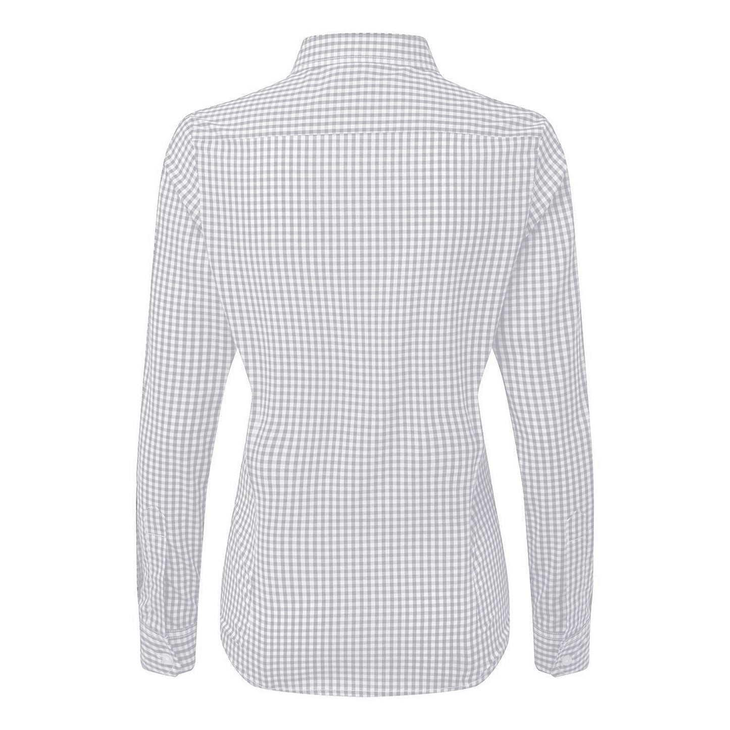 Silver-White - Back - Premier Womens-Ladies Maxton Gingham Long-Sleeved Shirt