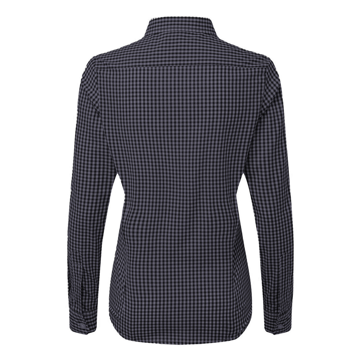 Steel-Black - Back - Premier Womens-Ladies Maxton Gingham Long-Sleeved Shirt