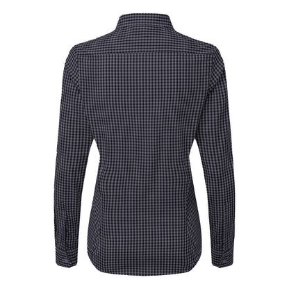 Steel-Black - Back - Premier Womens-Ladies Maxton Gingham Long-Sleeved Shirt