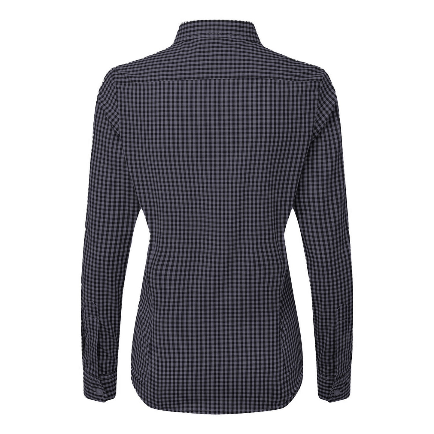 Steel-Black - Back - Premier Womens-Ladies Maxton Gingham Long-Sleeved Shirt