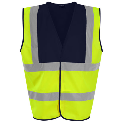 Yellow-Navy - Front - PRORTX Unisex Adult Waistcoat