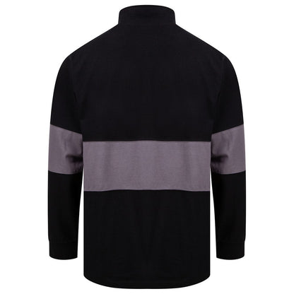 Black-Charcoal - Back - Front Row Unisex Adult Panelled Quarter Zip Jumper