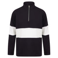 Navy-White - Front - Front Row Unisex Adult Panelled Quarter Zip Jumper