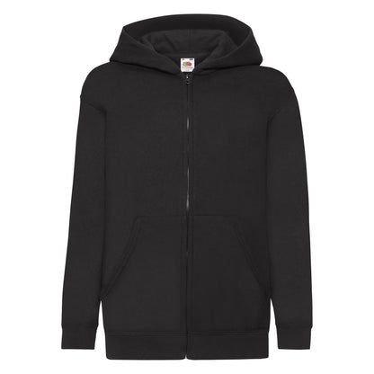 Black - Front - Fruit Of The Loom Childrens-Kids Classic Full Zip Hoodie