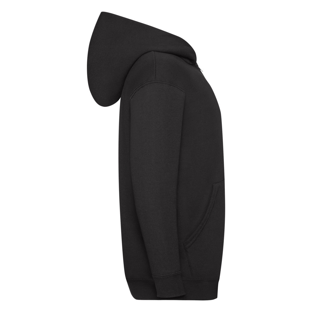 Black - Side - Fruit Of The Loom Childrens-Kids Classic Full Zip Hoodie