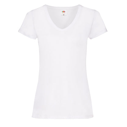 White - Front - Fruit of the Loom Womens-Ladies Valueweight V Neck Lady Fit T-Shirt