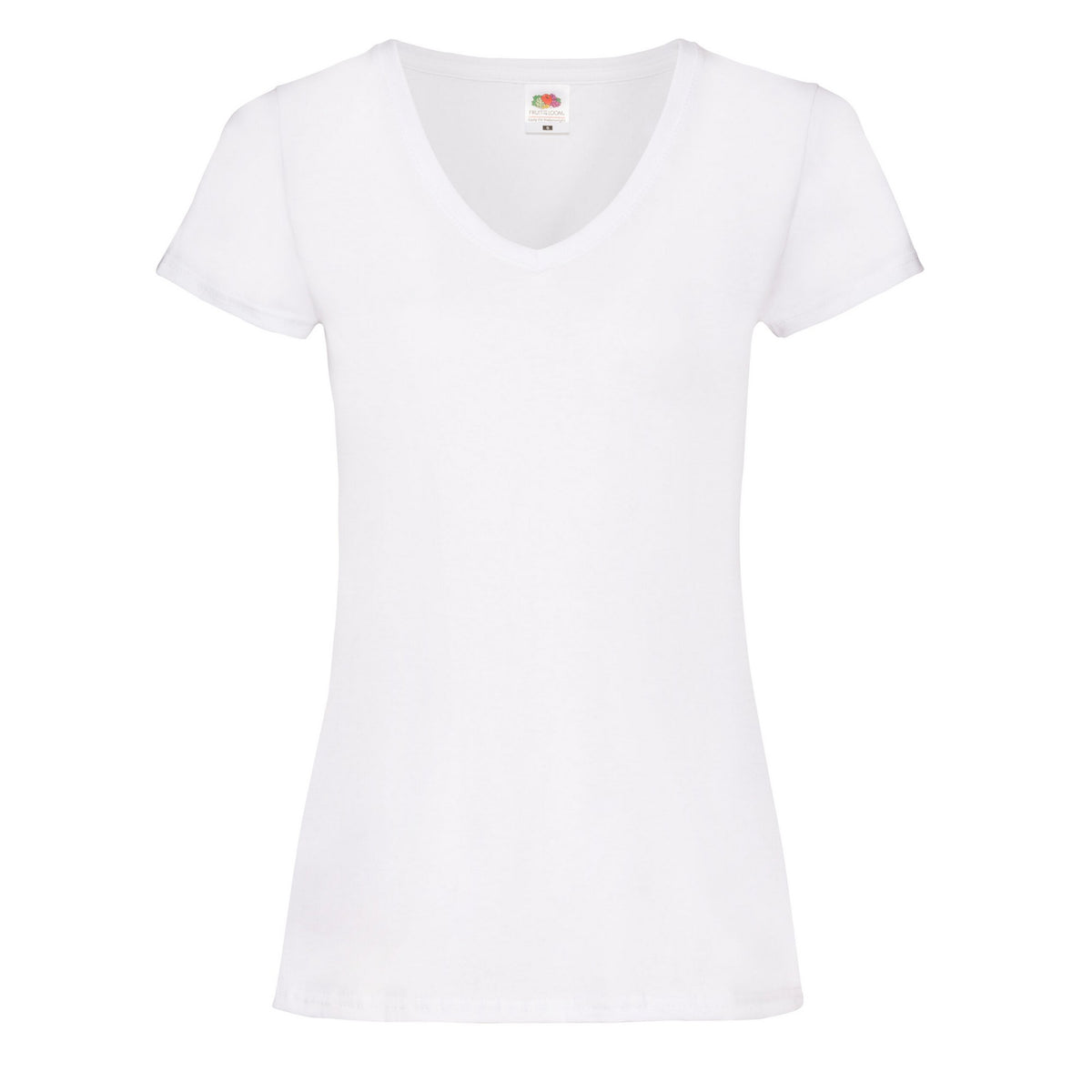 White - Front - Fruit of the Loom Womens-Ladies Valueweight V Neck Lady Fit T-Shirt