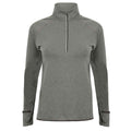 Grey Marl - Front - Tombo Womens-Ladies Performance Quarter Zip Long-Sleeved Top