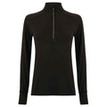 Black - Front - Tombo Womens-Ladies Performance Quarter Zip Long-Sleeved Top