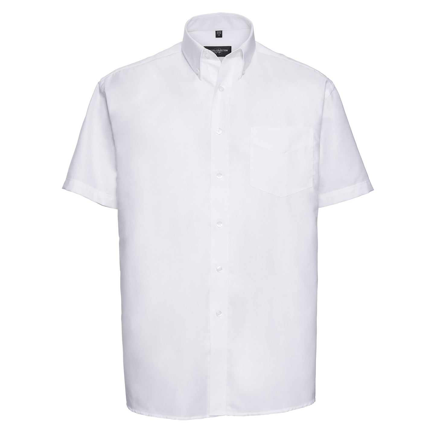 White - Front - Russell Collection Mens Oxford Easy-Care Short-Sleeved Shirt