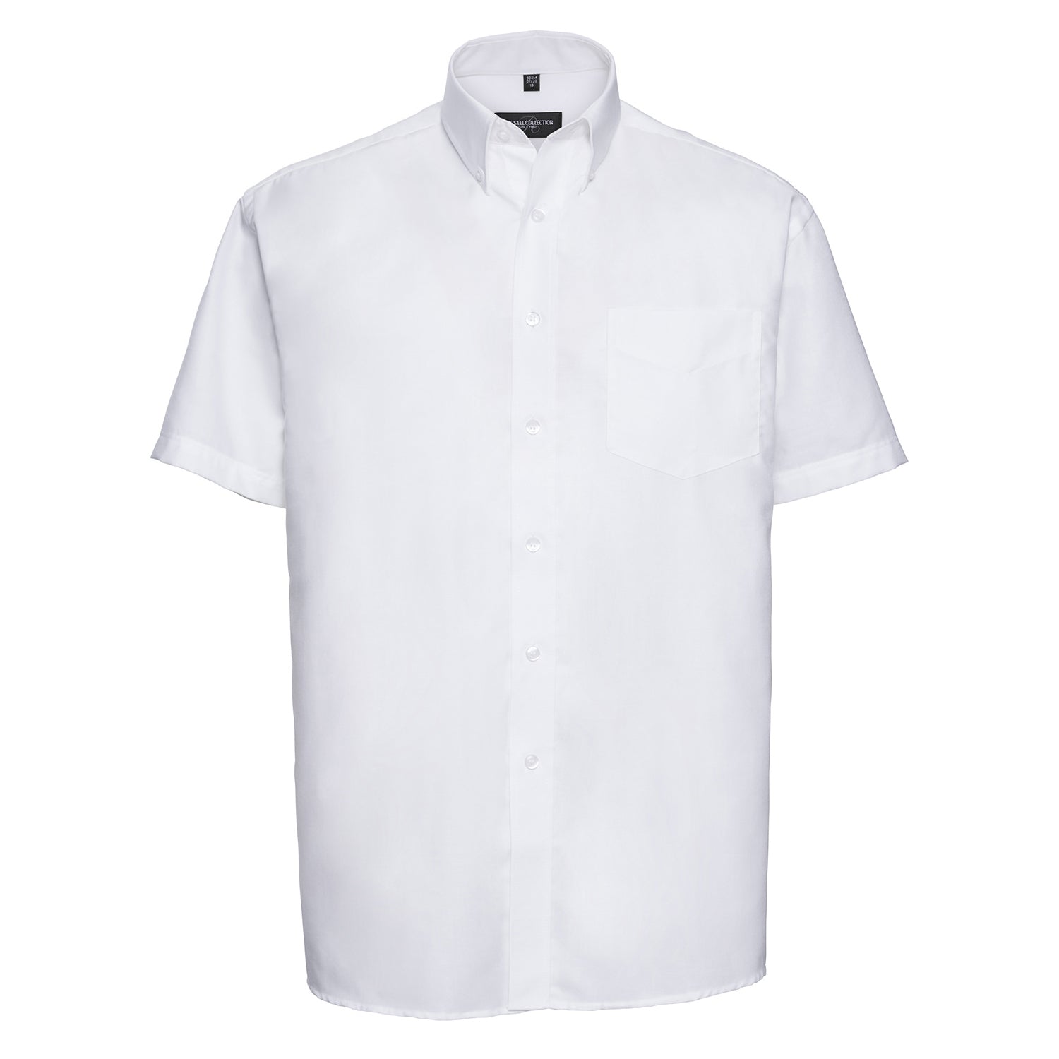 White - Front - Russell Collection Mens Oxford Easy-Care Short-Sleeved Shirt