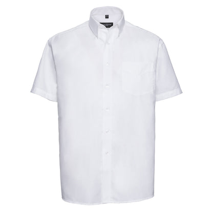 White - Front - Russell Collection Mens Oxford Easy-Care Short-Sleeved Shirt