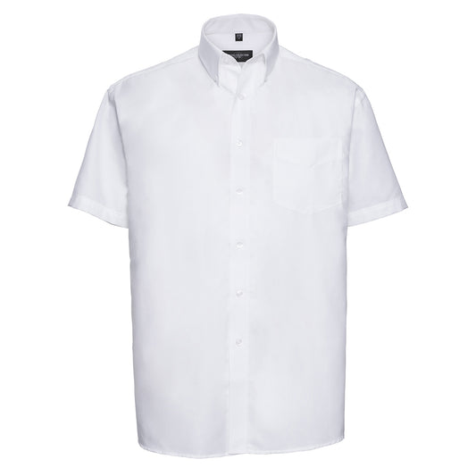 White - Front - Russell Collection Mens Oxford Easy-Care Short-Sleeved Shirt