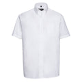 White - Front - Russell Collection Mens Oxford Easy-Care Short-Sleeved Shirt