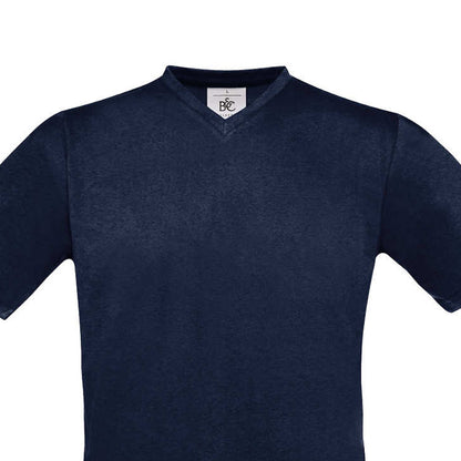 Navy - Back - B&C Mens Exact V Neck T-Shirt