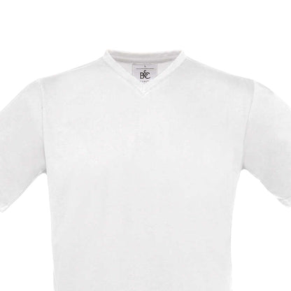 White - Back - B&C Mens Exact V Neck T-Shirt