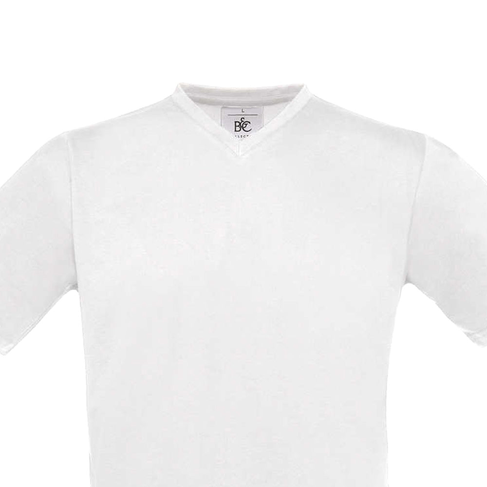 White - Back - B&C Mens Exact V Neck T-Shirt