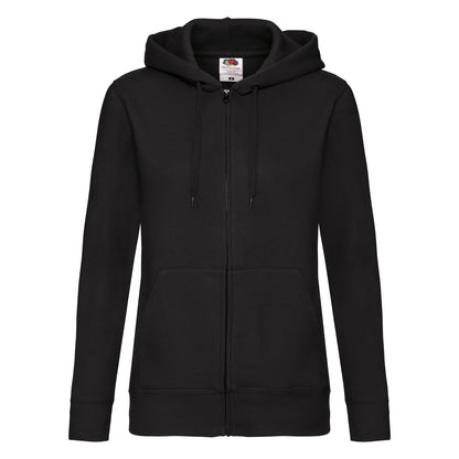 Black - Front - Fruit of the Loom Womens-Ladies Premium Lady Fit Full Zip Hoodie