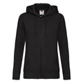 Black - Front - Fruit of the Loom Womens-Ladies Premium Lady Fit Full Zip Hoodie