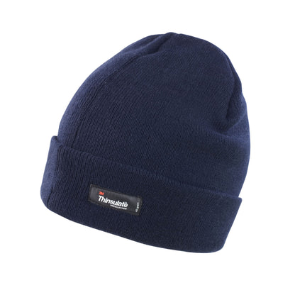 Navy - Front - Result Winter Essentials Unisex Adult Ribbed Thinsulate Lightweight Beanie