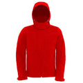 Red - Front - B&C Mens Hooded Soft Shell Jacket