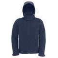 Navy - Front - B&C Mens Hooded Soft Shell Jacket