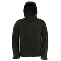 Black - Front - B&C Mens Hooded Soft Shell Jacket
