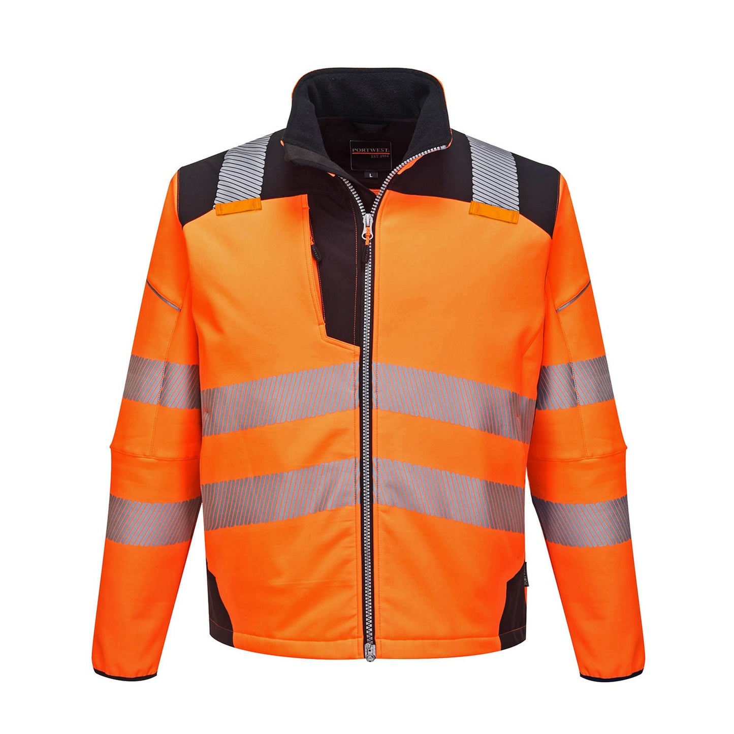 Orange-Black - Front - Portwest Unisex Adult PW3 Hi-Vis Soft Shell Jacket