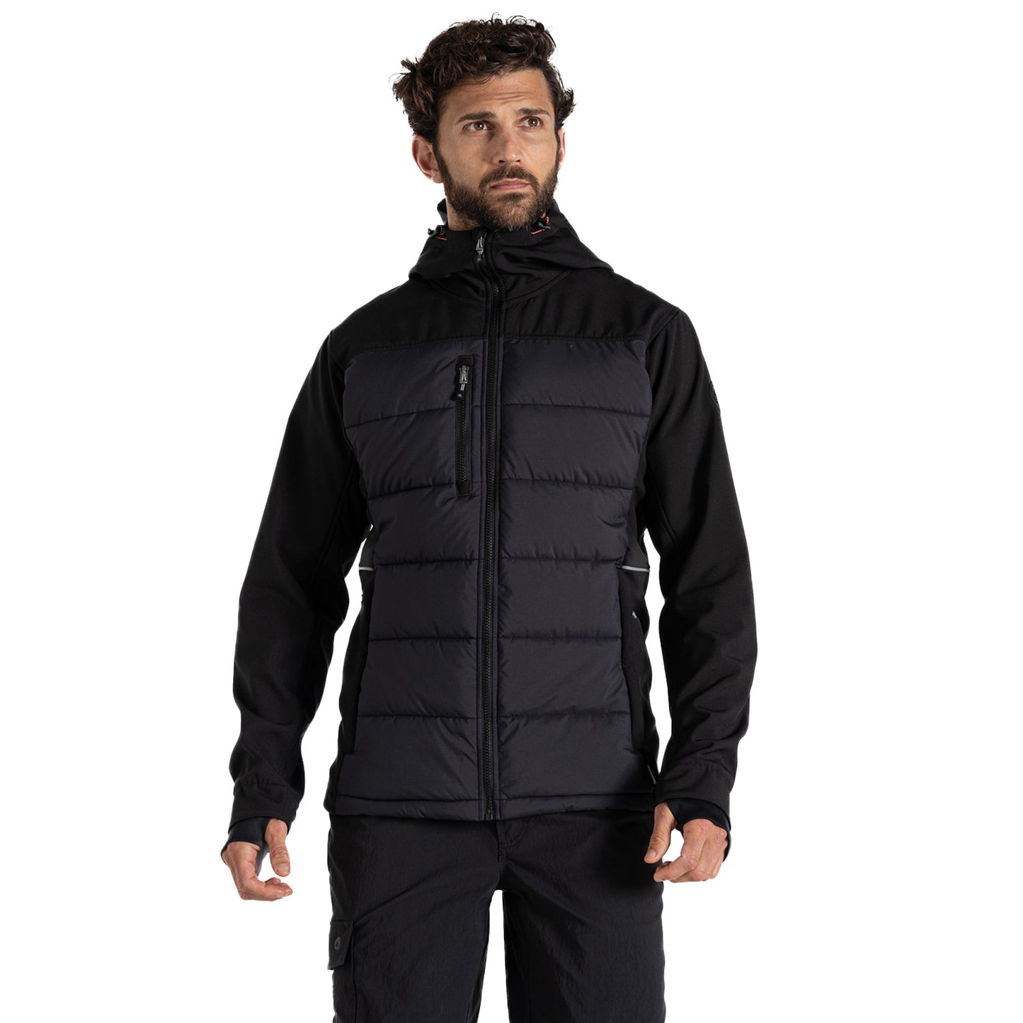 Black - Side - Craghoppers Mens Castleford Padded Hybrid Jacket