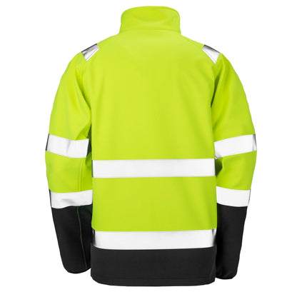 Fluorescent Yellow - Back - SAFE-GUARD by Result Unisex Adult Hi-Vis Softshell Printable Safety Jacket