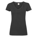 Black - Front - Fruit of the Loom Womens-Ladies Valueweight V Neck Lady Fit T-Shirt