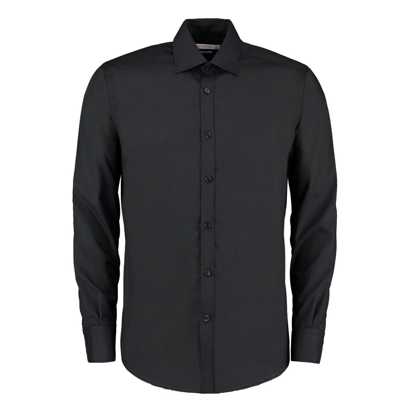 Black - Front - Kustom Kit Mens Slim Long-Sleeved Business Shirt
