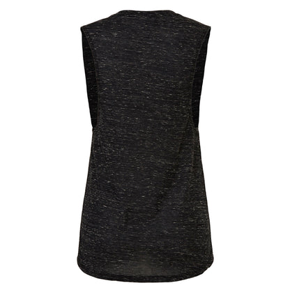 Black Marble - Back - Bella + Canvas Womens-Ladies Flowy Muscle Marble Top Scoop Neck T-Shirt