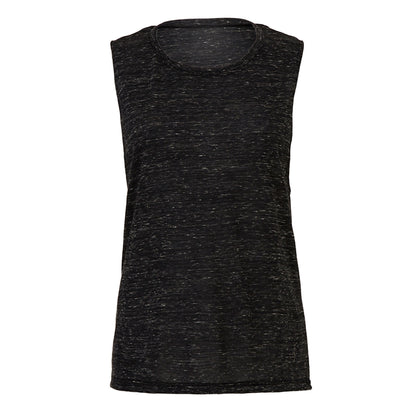 Black Marble - Front - Bella + Canvas Womens-Ladies Flowy Muscle Marble Top Scoop Neck T-Shirt
