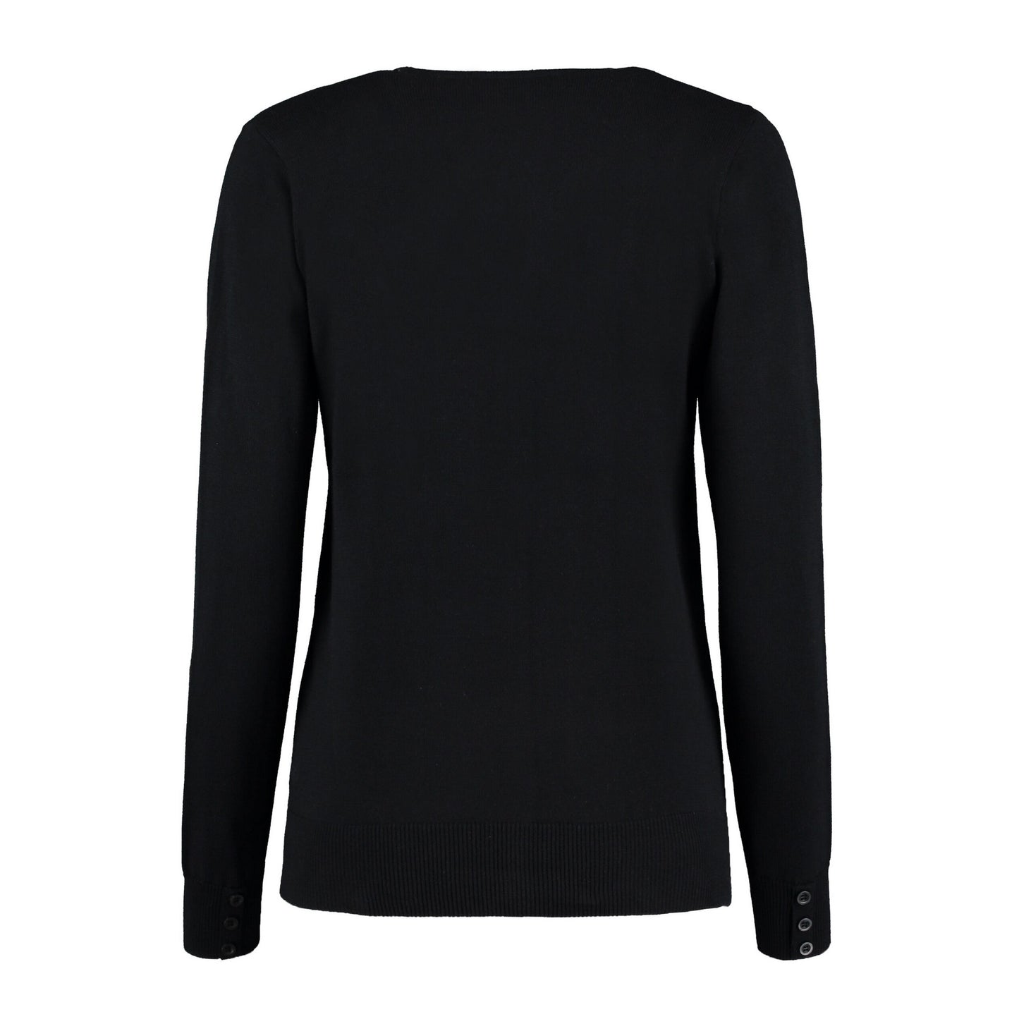 Black - Back - Kustom Kit Womens-Ladies Arundel V Neck Long-Sleeved Cardigan