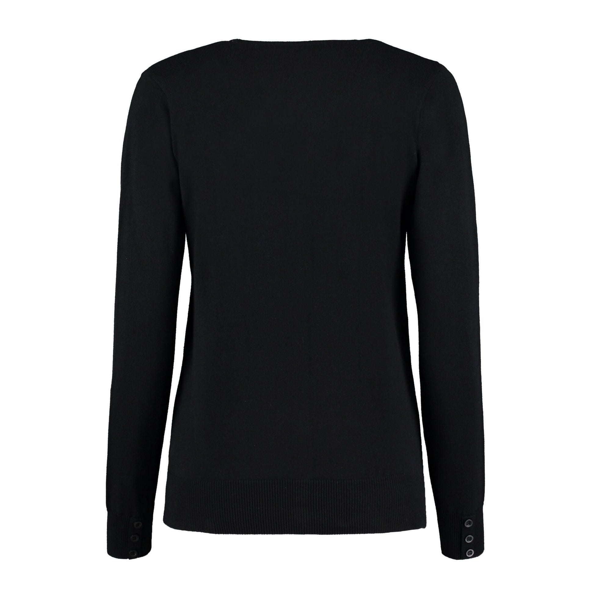 Black - Back - Kustom Kit Womens-Ladies Arundel V Neck Long-Sleeved Cardigan