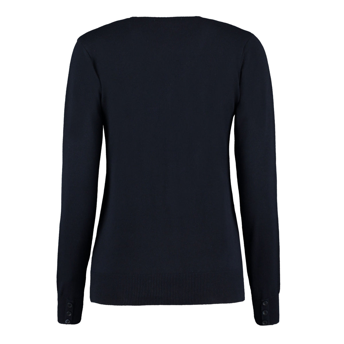 Navy - Back - Kustom Kit Womens-Ladies Arundel V Neck Long-Sleeved Cardigan