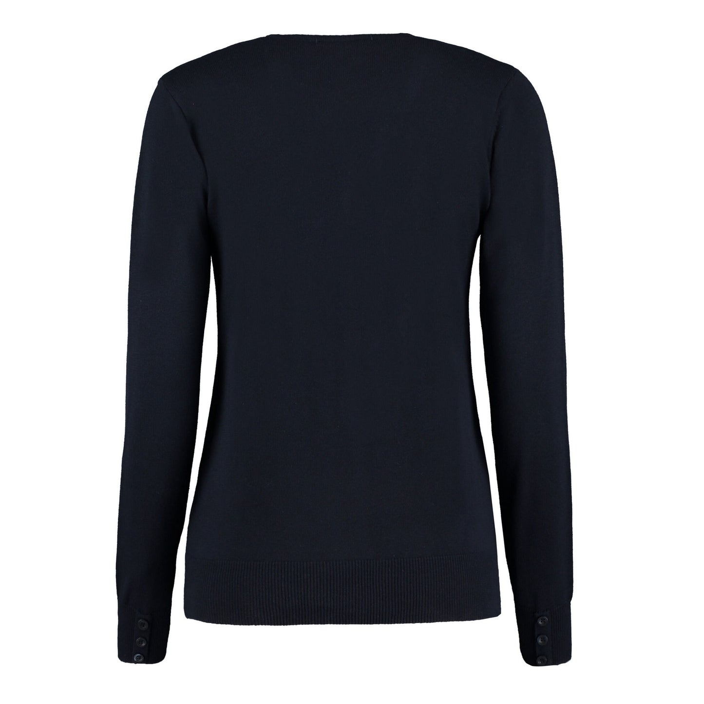 Navy - Back - Kustom Kit Womens-Ladies Arundel V Neck Long-Sleeved Cardigan