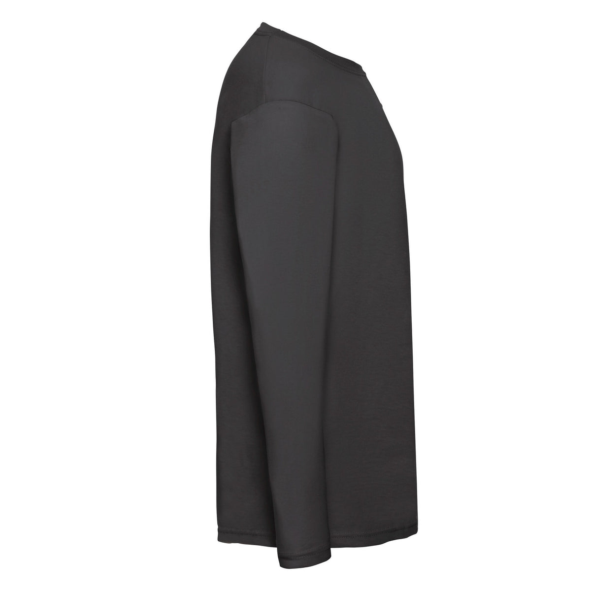 Black - Side - Fruit Of The Loom Mens Valueweight Long-Sleeved T-Shirt