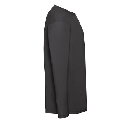 Black - Side - Fruit Of The Loom Mens Valueweight Long-Sleeved T-Shirt