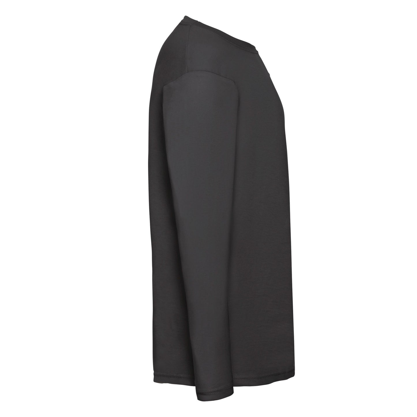 Black - Side - Fruit Of The Loom Mens Valueweight Long-Sleeved T-Shirt