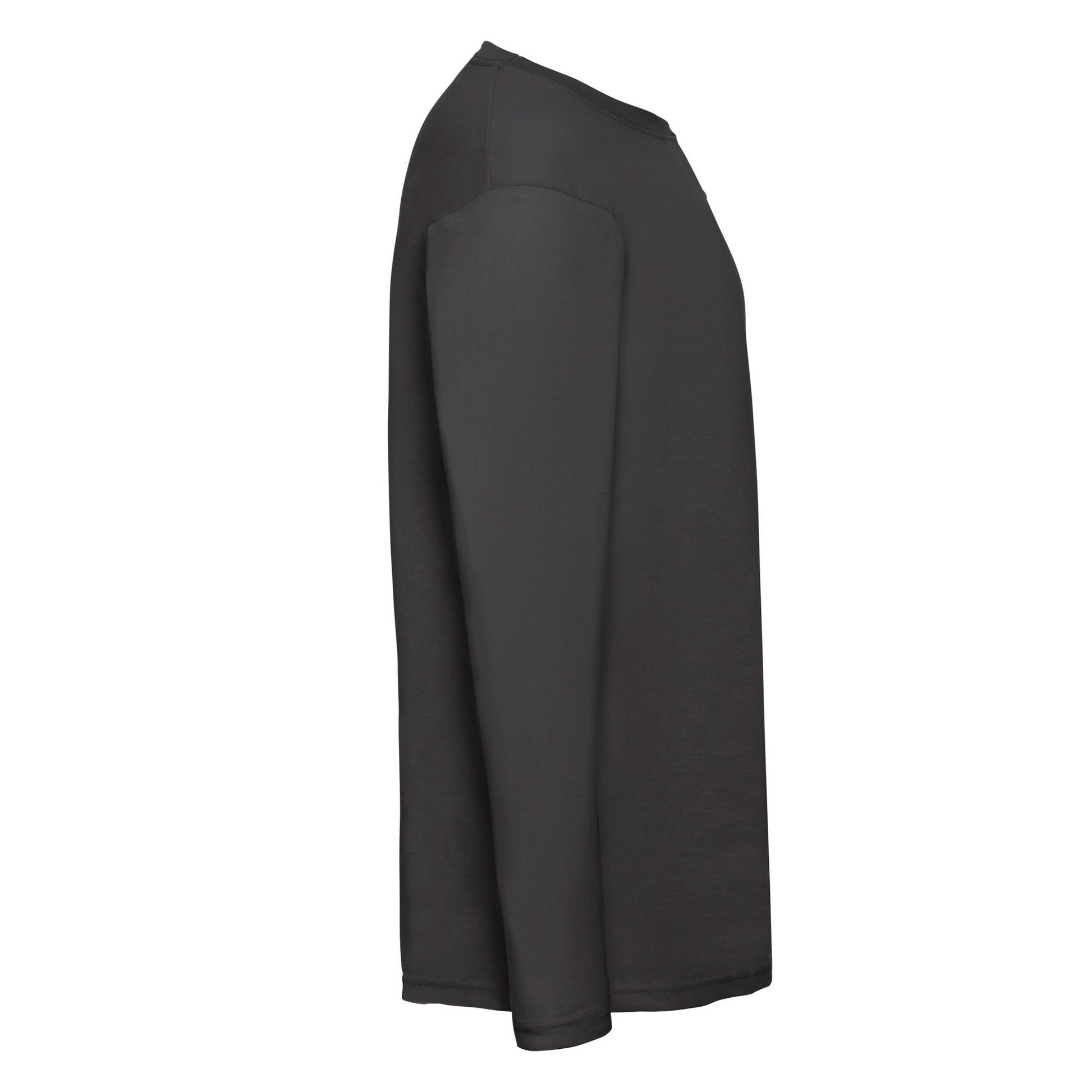 Black - Side - Fruit Of The Loom Mens Valueweight Long-Sleeved T-Shirt